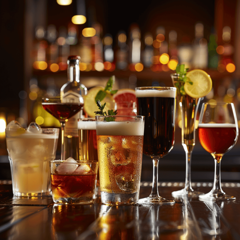 Assorted drinks and cocktails served at Rooftop Johnnys restaurant bar in Palos Heights